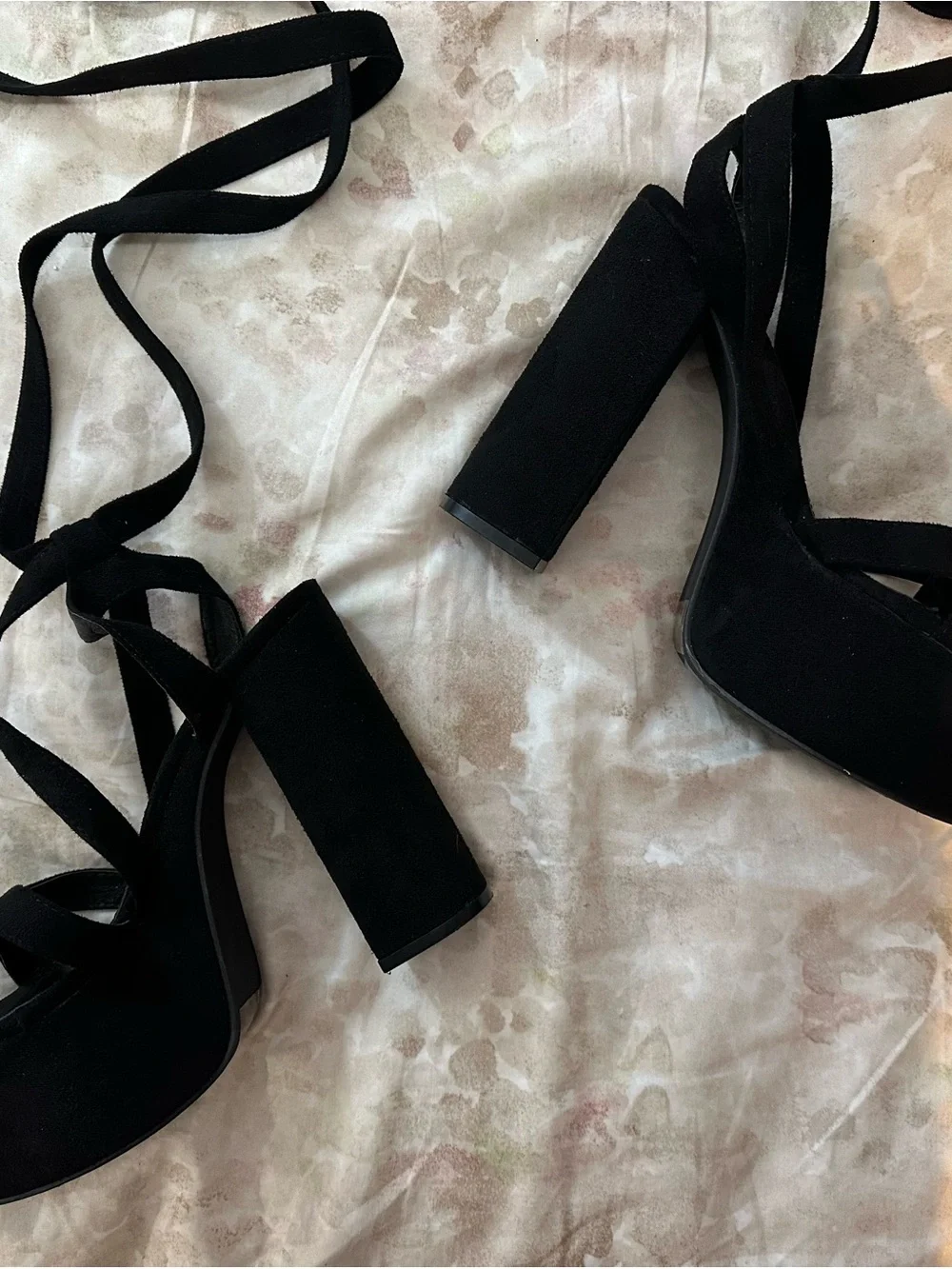 Dolls Kill Black Lace-Up Platform Block Heel Sandals